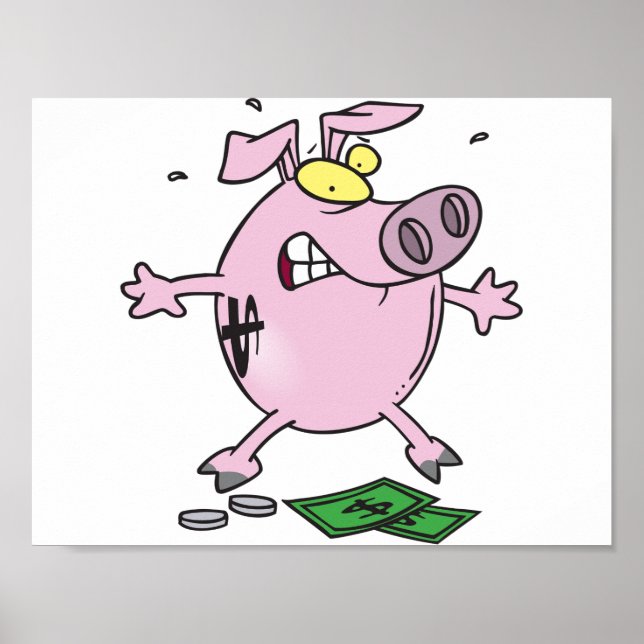 Pink Piggy Bank With Money Poster (Front)