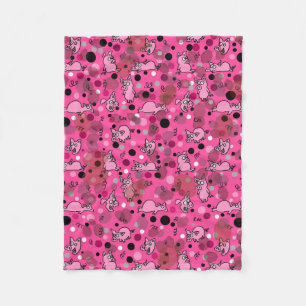 Pink Piggy Cartoon Fleece Blanket