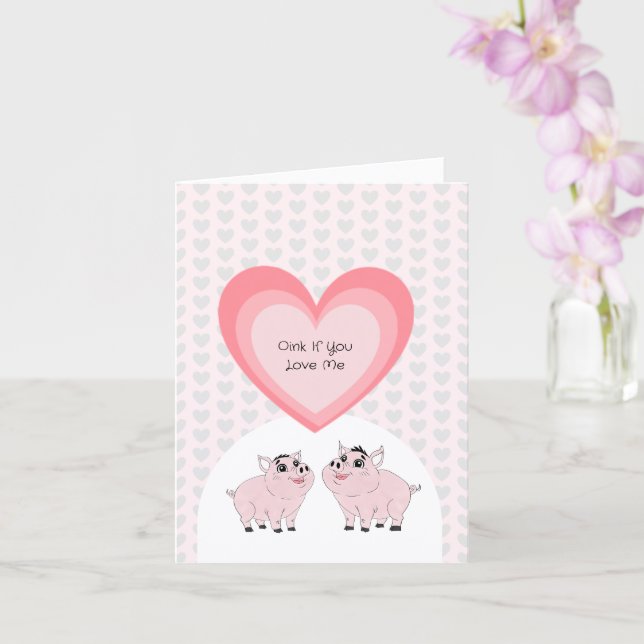 Pink piggy couple  card (Orchid)