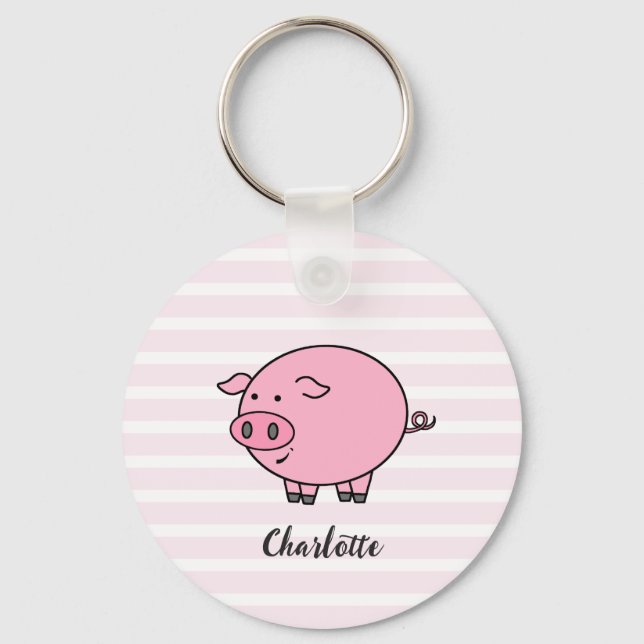Pink Piggy Design   Keychain (Front)