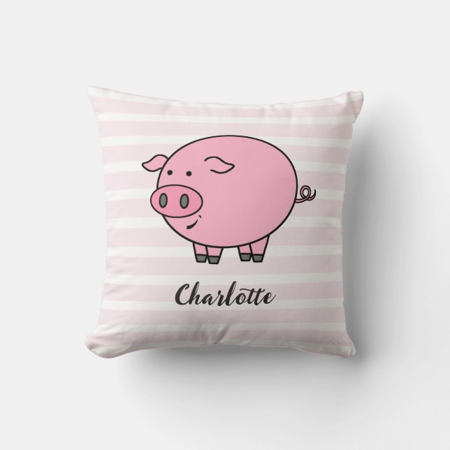 Pink Piggy Design   Throw Pillow (Front)