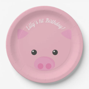 Pink Piggy Face Paper Plate