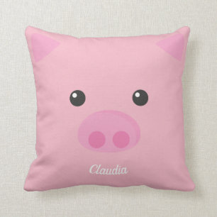 Pink Piggy Face Throw Pillow