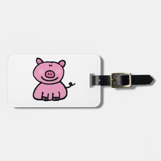 pink piggy luggage tag