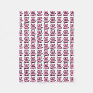 pink piggy pattern fleece blanket