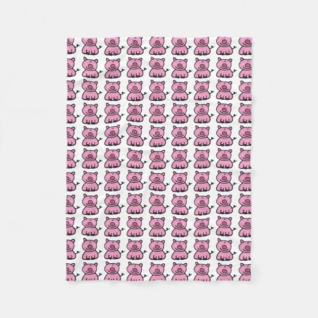 pink piggy pattern fleece blanket (Front)