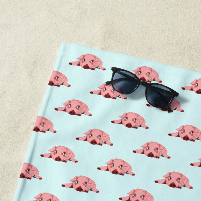 Pink Piglet Beach Towel - Your Colours (In Situ)