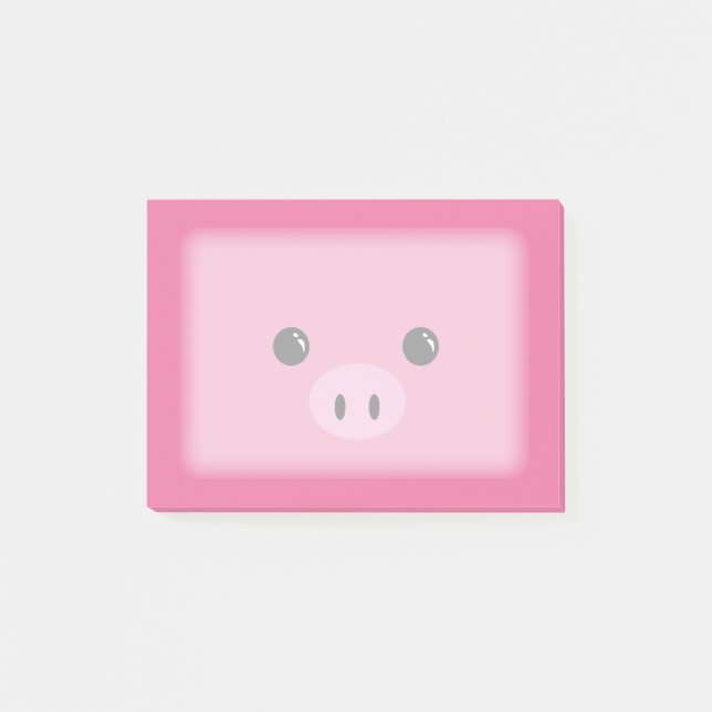 Pink Piglet Cute Animal Face Design Post-it Notes (Front)