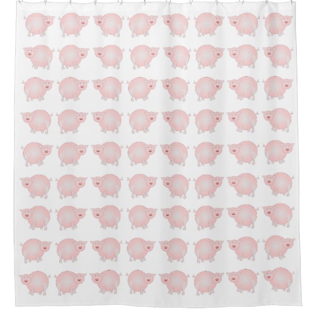Pink Pigs Shower Curtain (Front)