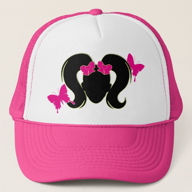 Pink Pigtails Trucker Hat (Front)