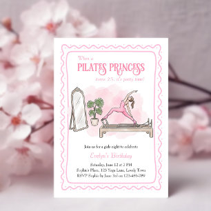 Pink Pilates Princess Girls Night Birthday Invitation