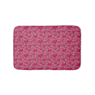 Pink Pile With Hearts Bath Mat