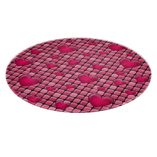 Pink Pile With Hearts Cutting Board (Corner)