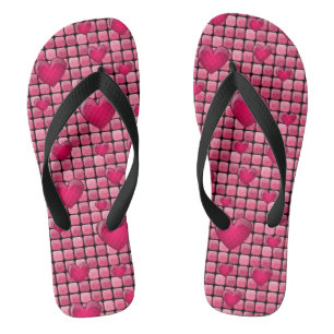 Pink Pile With Hearts Flip Flops