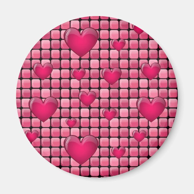 Pink Pile With Hearts Magnet (Front)