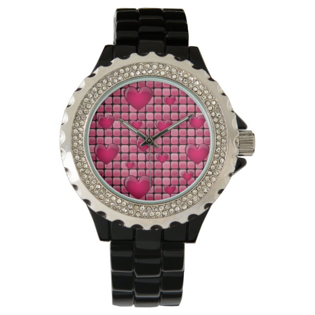 Pink Pile With Hearts Watch (Front)