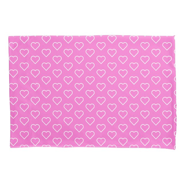 Pink Pillow Case with Hearts - Choose Colours (Front)
