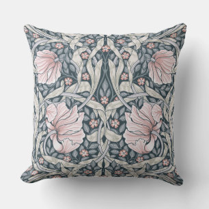 pink pimpernel,William Morris,timeless design  Throw Pillow