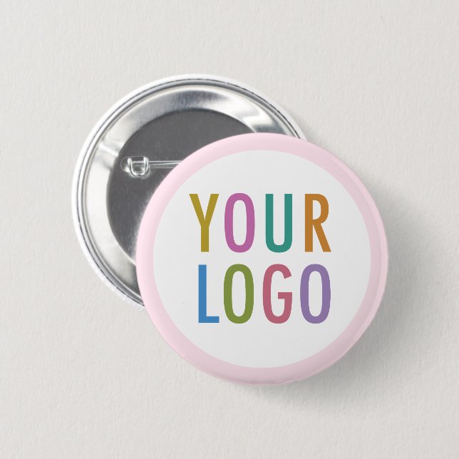 Pink Pin Back Button with Company Logo Round Badge (Front & Back)