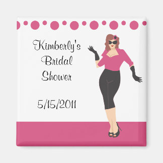 Pink pin up girl bridal shower magnet party favour