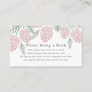 Pink Pine Cone White Baby Shower Book Request Enclosure Card