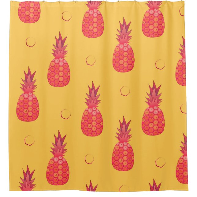 Pink pineapple on orange background. Seamless patt (Front)