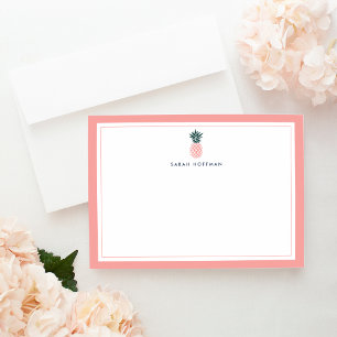 Pink Pineapple   Personalized Stationery Card