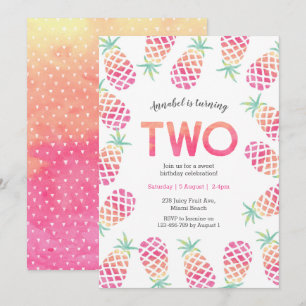Pink pineapple tropical birthday Invitation