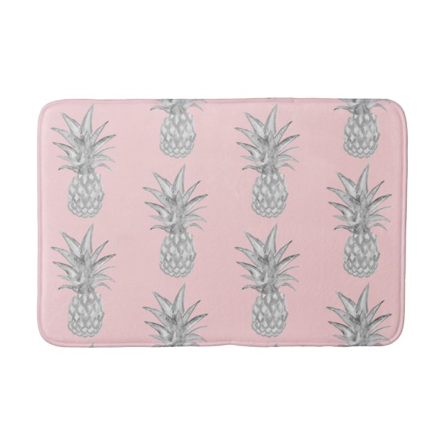 Pink Pineapple Tropical Pattern Floor Mat (Front)