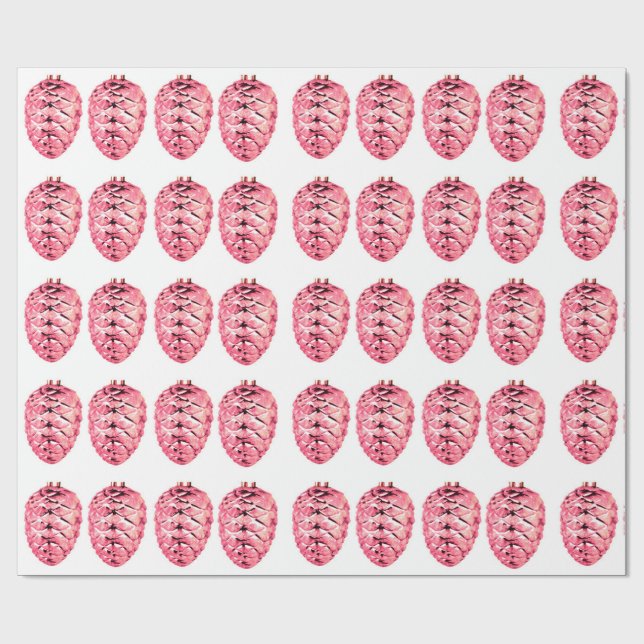 Pink Pinecones Wrapping Paper (Flat)