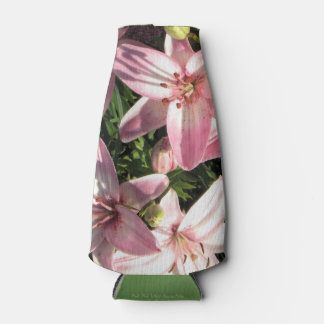 Pink, Pink White Asiatic Lilies Bottle Cooler