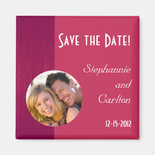 Pink/Pink Wood Grain Wedding Announcement Magnet