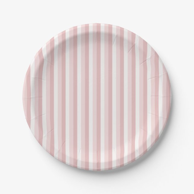 Pink Pinstripes Paper Plate (Front)