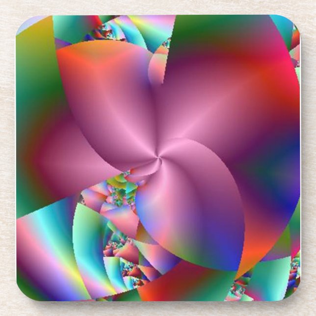 Pink Pinwheel Abstract Cork Coasters Set of 6 (Front)