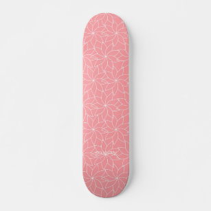Pink Pinwheel Flower & Name Skateboard