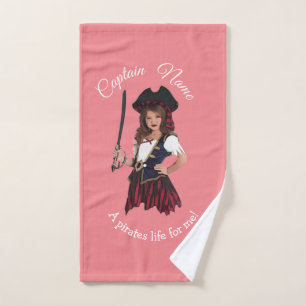 Pink Pirate Girl Bath Towel Set