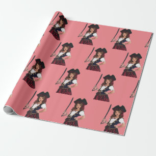 pink pirate girl party supplies Wrapping Paper
