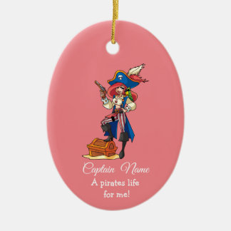 Pink Pirate LADY  Ceramic Ornament