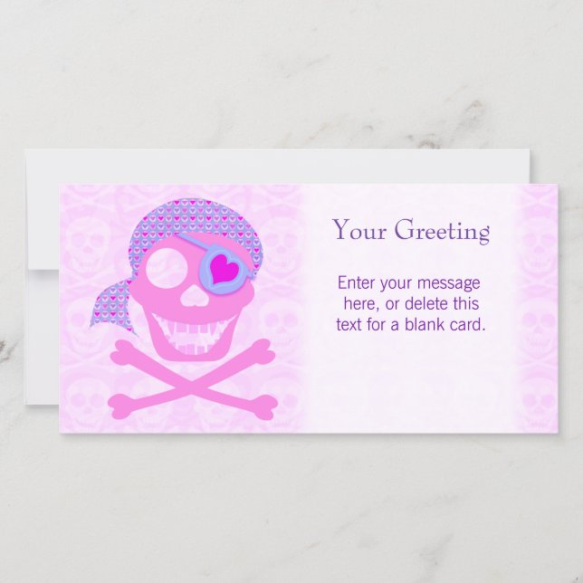Pink Pirate Skull Custom Card (Front)