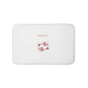 Pink Pisces, zodiac, star sign print Bath Mat