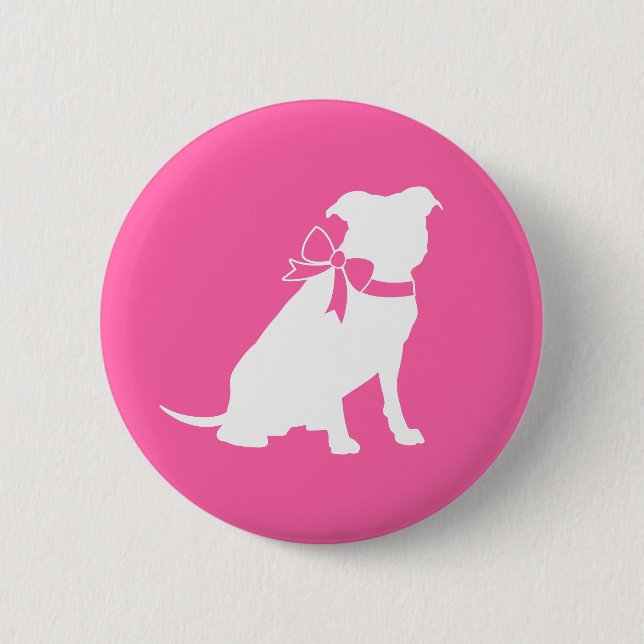 Pink Pit Bull Dog Baby Shower 2 Inch Round Button (Front)