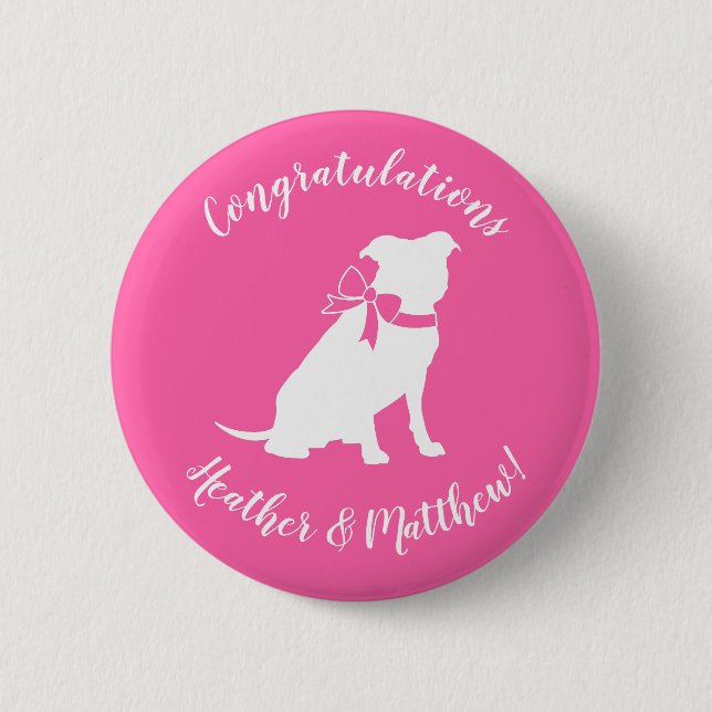Pink Pit Bull Dog Baby Shower 2 Inch Round Button (Front)