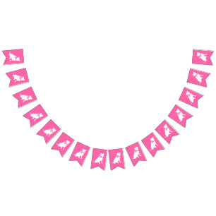 Pink Pit Bull Dog Baby Shower Bunting Flags