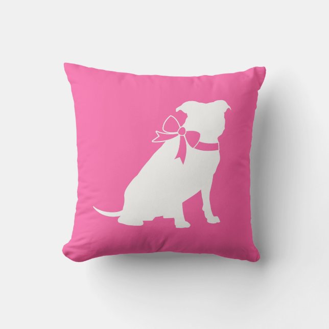 Pink Pit Bull Dog Baby Shower Throw Pillow (Front)