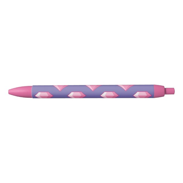Pink Pixel Diamond Black Ink Pen (Front)