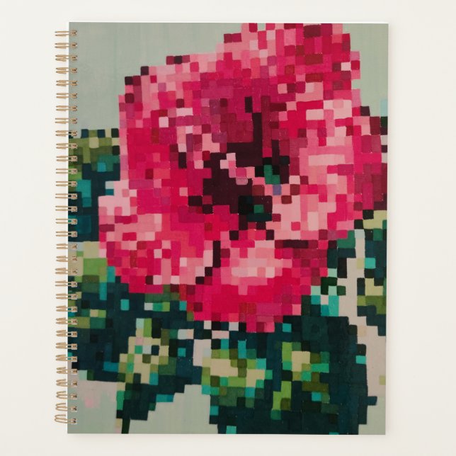 Pink pixel floral illustration planner (Front)
