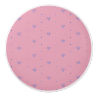 Pink Pixel Hearts Drawer and Dresser  Ceramic Knob