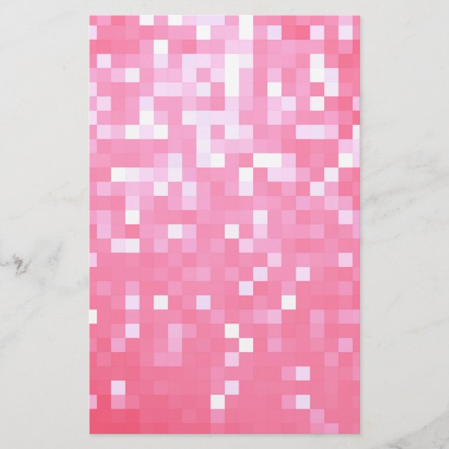 Pink Pixel Sparkle Stationery (Front)