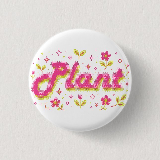 pink Pixel type  1 Inch Round Button (Front)