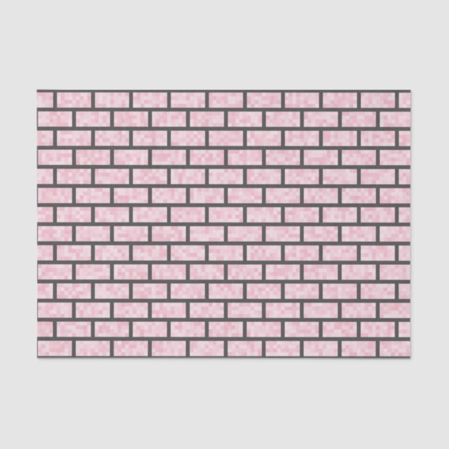 Pink Pixelated Computer Game Look Bricks Pattern Tissue Paper (Front)
